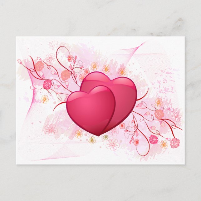 Postal Corazones y flores (Anverso)