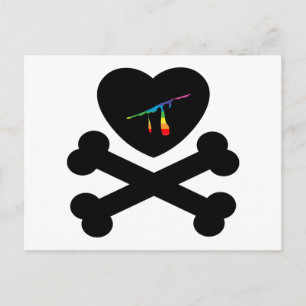 Postal corazones y huesos.