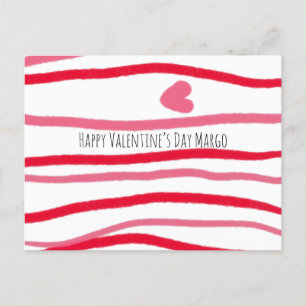 Postal Corazones y rayas de San Valentín pictóricos