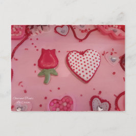 Postal Corazones y Rosas Cocinas de azúcar de tratamiento