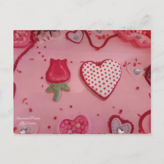 Postal Corazones y Rosas Cocinas de azúcar de tratamiento