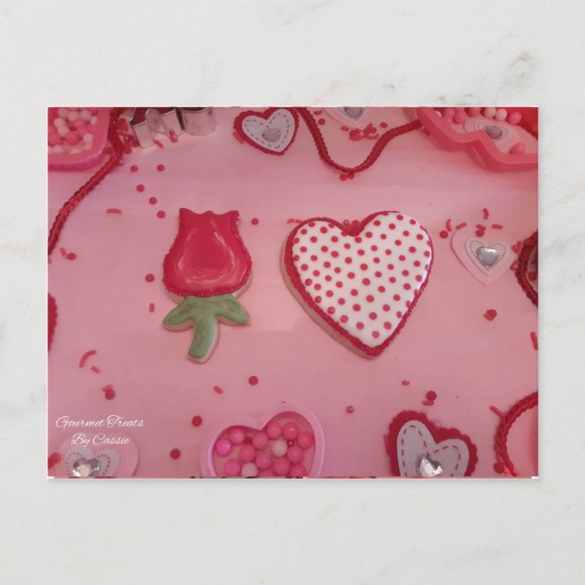 Postal Corazones y Rosas Cocinas de azúcar de tratamiento (Anverso)
