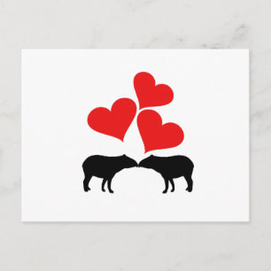 Postal Corazones y Tapires