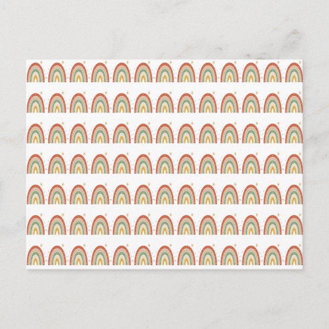 Postal Corbata con patrón de arcoíris boho (Anverso)