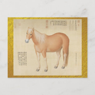 Postal Corcel Palomino Dorado - Arte Chino Antiguo