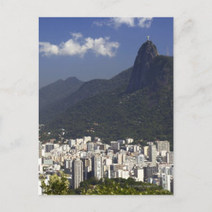 Postal Corcovado con vistas a Río de Janeiro, Brasil