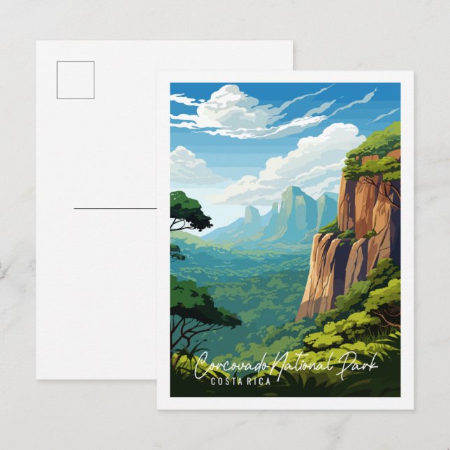 Postal Corcovado ilustracion de viajes vintage de Costa R (Anverso / Reverso)