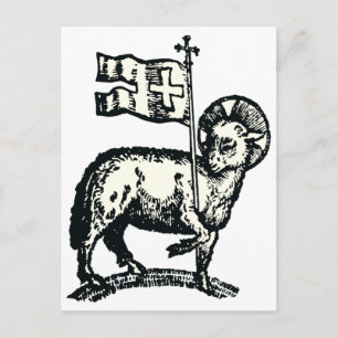 Postal Cordero de Dios símbolo de la fe cristiana