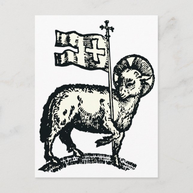 Postal Cordero de Dios símbolo de la fe cristiana (Anverso)