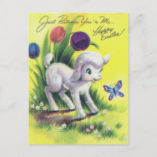 Postal Cordero de Pascua Retro Feliz Pascua
