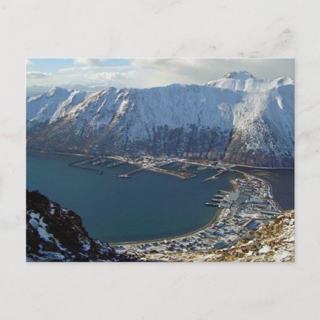 Postal Cordillera de Alaska y ciudad abajo (Anverso)