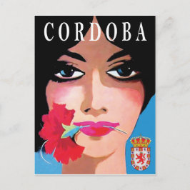 Postal Córdoba, España, cara de una bella mujer, flor