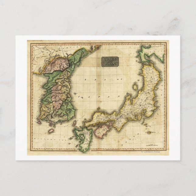 Postal Corea y JapónMapa panorámicoCorea y Japón (Anverso)