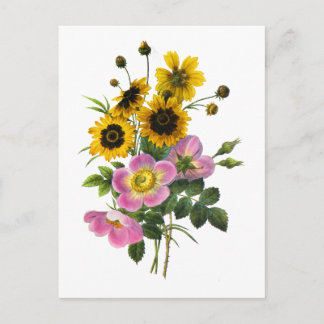 Postal Coreopsis y Hips Redoute Bouquet