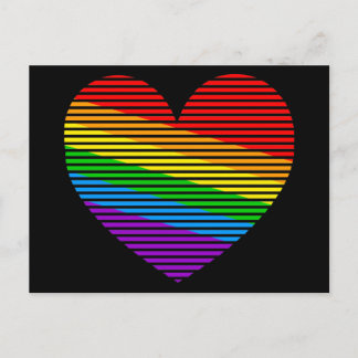 Postal Corey Tiger 80's Rainbow Stripe Heart Postcard