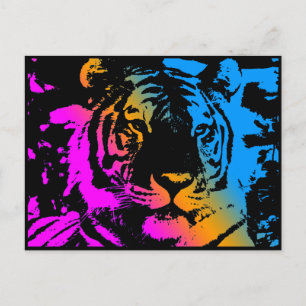 Postal COREY TIGER '80s RETRO CARA DE TIGRE PSICODÉLICA
