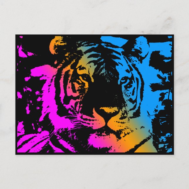 Postal COREY TIGER '80s RETRO CARA DE TIGRE PSICODÉLICA (Anverso)
