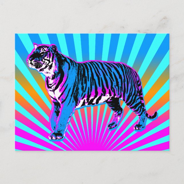 Postal Corey Tiger 80s Retro Tigre Sol Naciente (Anverso)