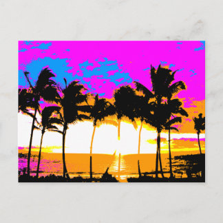 Postal Corey Tiger Años 1980 Retro Vintage Palm Trees Sun