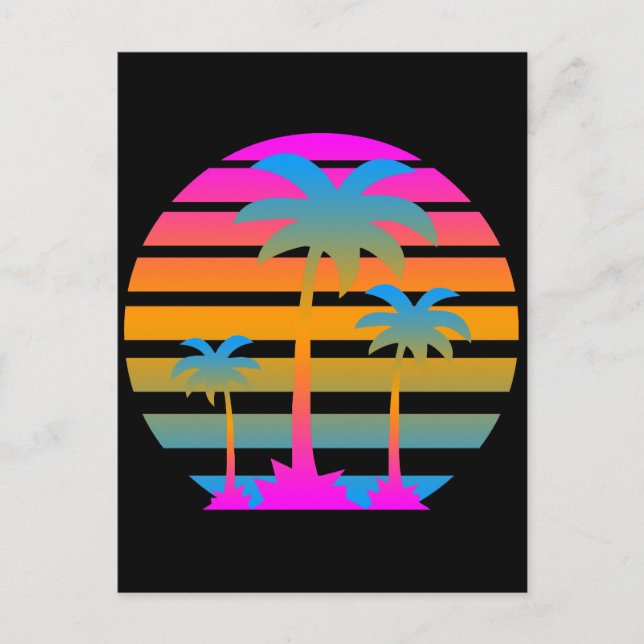 POSTAL COREY TIGER RETRO SUNSET PALM ÁRBOLES (Anverso)