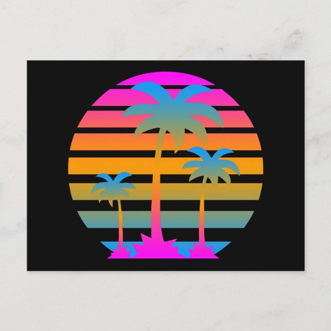 POSTAL COREY TIGER RETRO SUNSET PALM ÁRBOLES (Anverso)