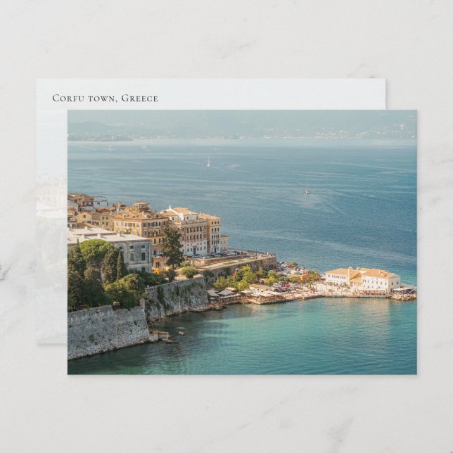 Postal Corfu Old Town coastal view, Greece (Anverso / Reverso)