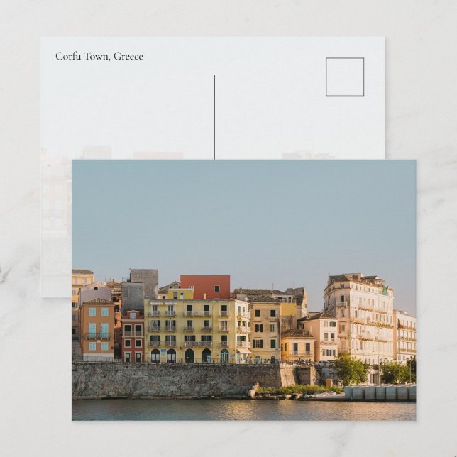Postal Corfu Old Town Venetian Wall sunset, Greece (Anverso / Reverso)