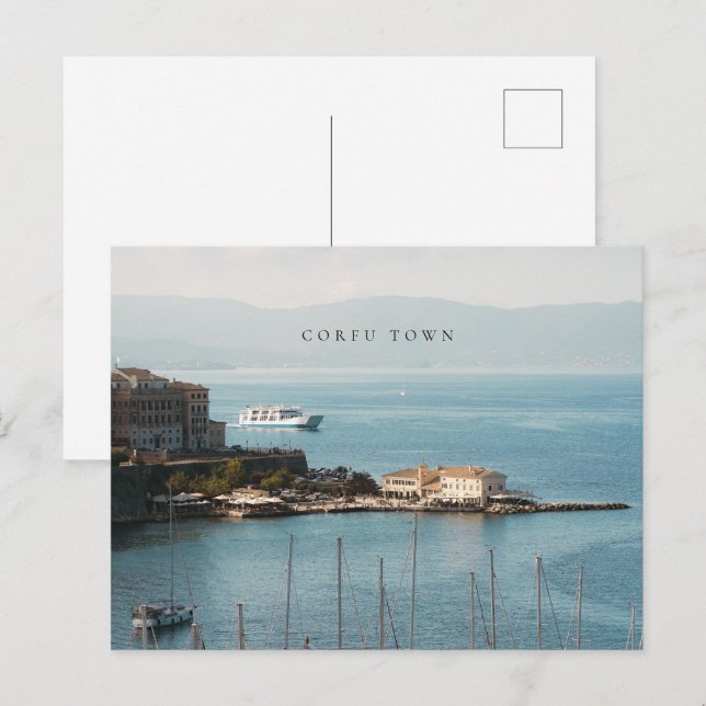 Postal Corfu Town Harbor View (horizontal) (Anverso / Reverso)