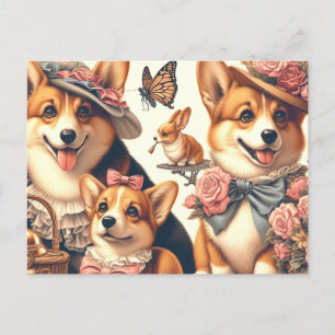 Postal Corgi Cardigan galés de época