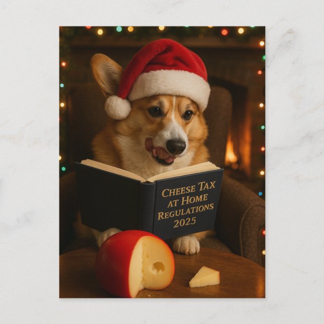 Postal Corgi 'Cheese Tax' Christmas postcard (Anverso)