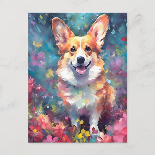 Postal Corgi colorido (Anverso)