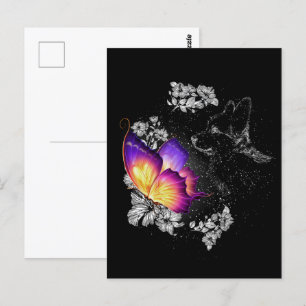 Postal Corgi Con Mariposa Perro En El Cielo Día De Los Ca