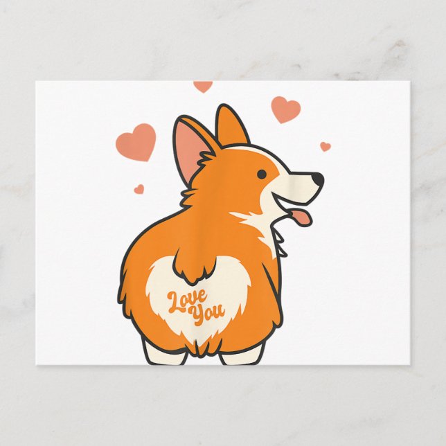 Postal Corgi Día de San Valentín Gift Dog Lover Heart (Anverso)