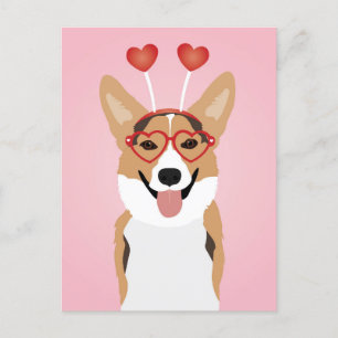 Postal Corgi Dog Día de San Valentín