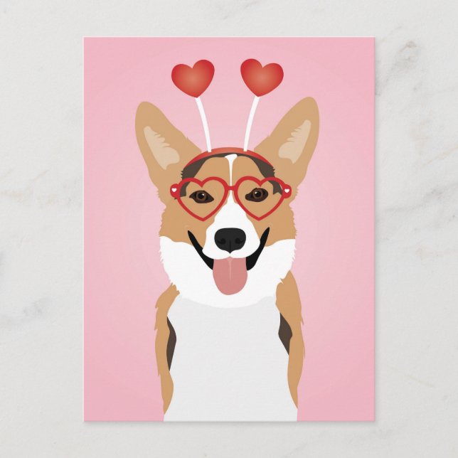 Postal Corgi Dog Día de San Valentín (Anverso)