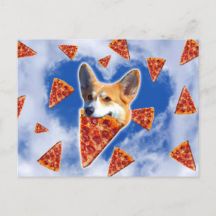 Postal Corgi Dog Eating Pizza
