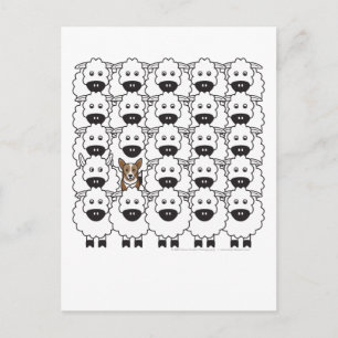 Postal Corgi en oveja