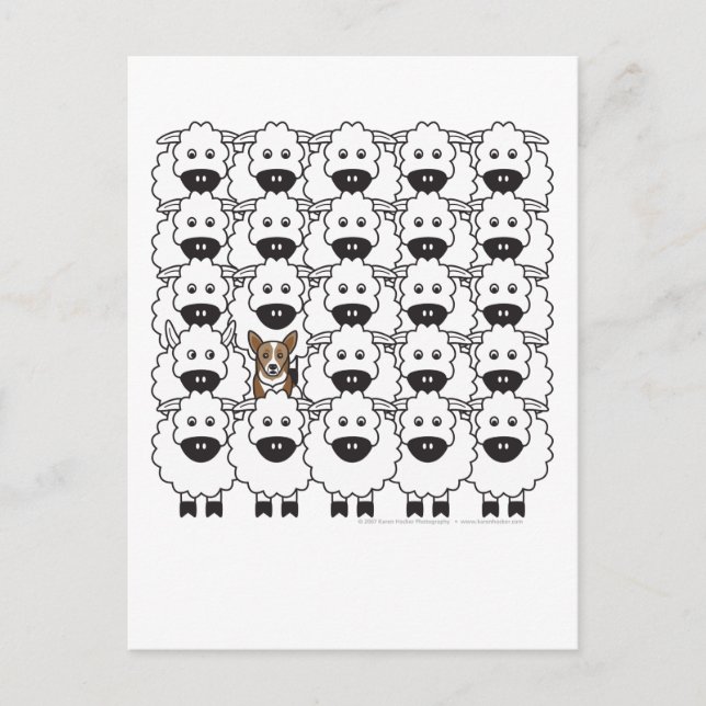 Postal Corgi en oveja (Anverso)