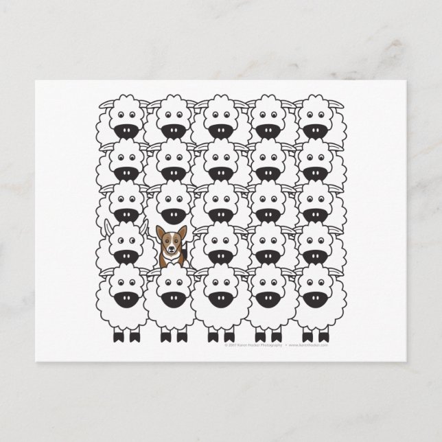 Postal Corgi en oveja (Anverso)