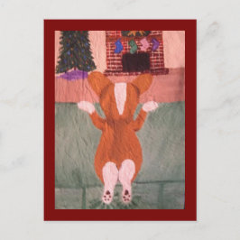 Postal Corgi en sofá esperando a Santa