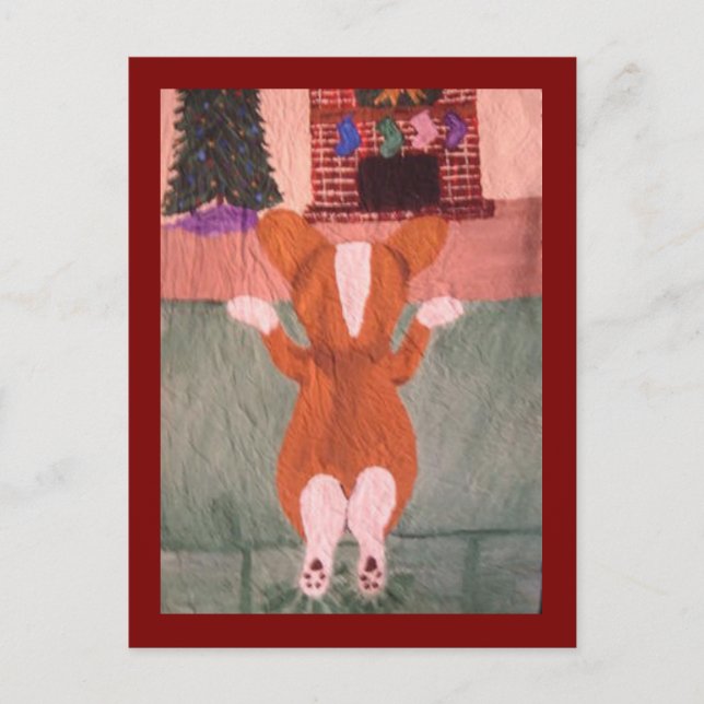 Postal Corgi en sofá esperando a Santa  (Anverso)