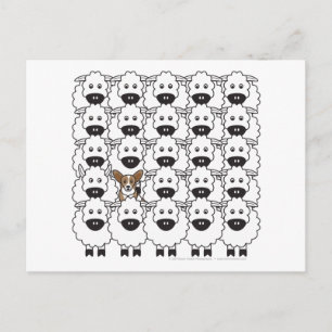 Postal Corgi galés cardigan en oveja