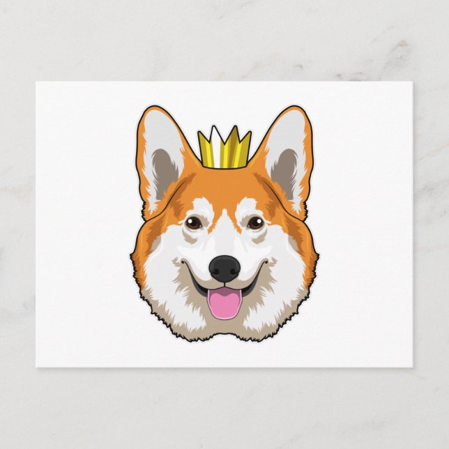 Postal Corgi galés con corona (Anverso)