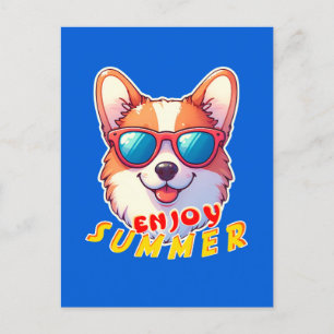 Postal Corgi lleva gafas de sol Disfruta el verano