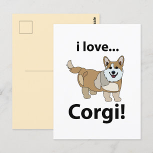 Postal Corgi Me encanta Corgi 
