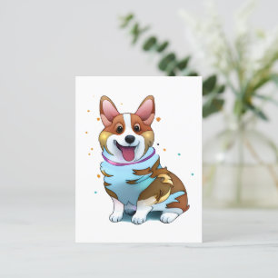 Postal Corgi Naranja lindo para un ánimo positivo