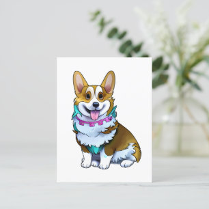 Postal Corgi Naranja lindo para un ánimo positivo