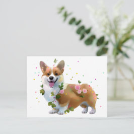 Postal Corgi Naranja lindo para un ánimo positivo