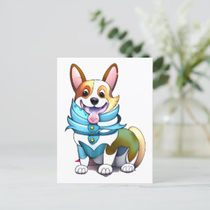 Postal Corgi Naranja lindo para un ánimo positivo