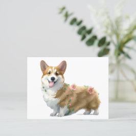 Postal Corgi Naranja lindo para un ánimo positivo